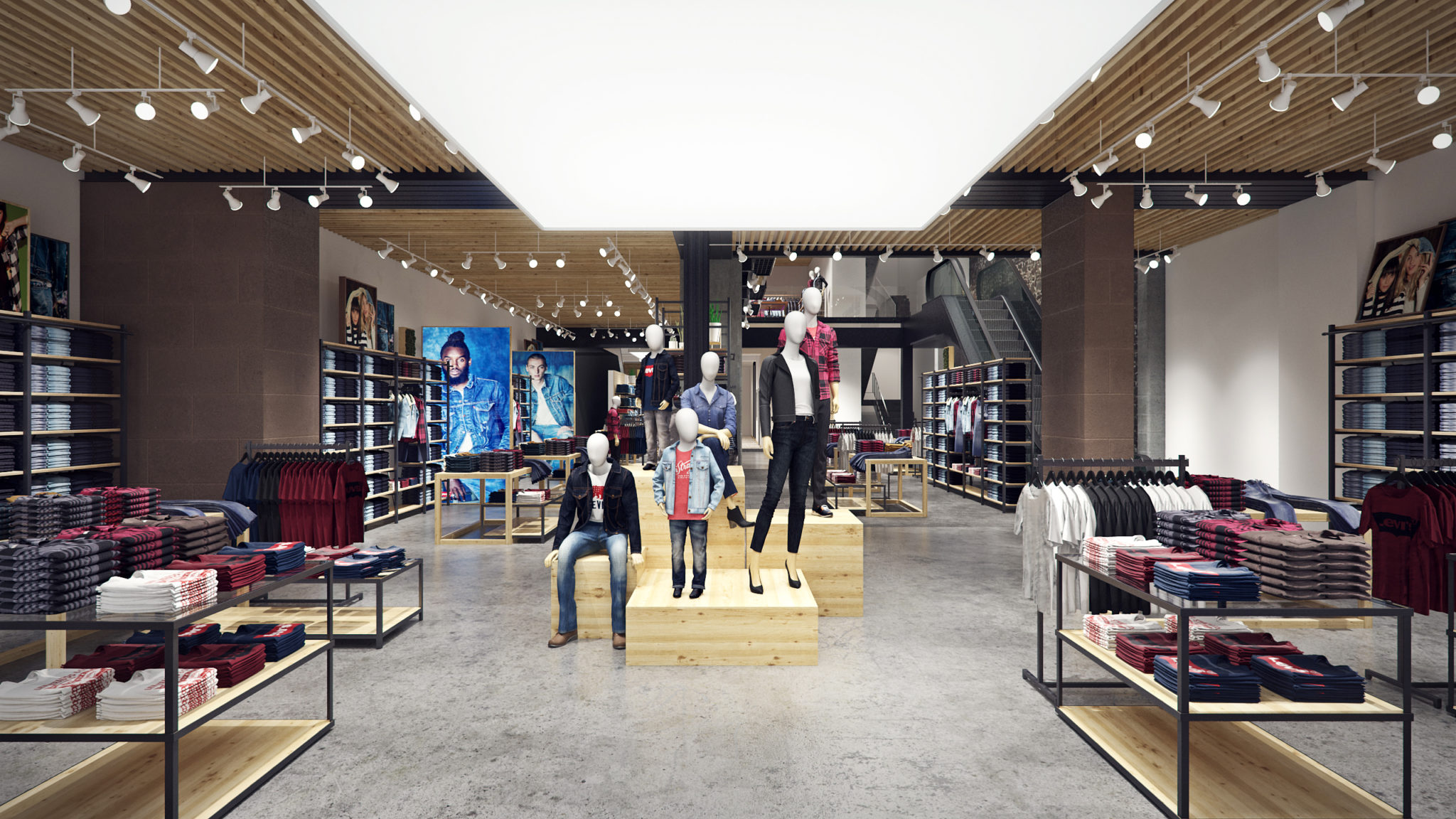 levi's mexico, flagship store, store interior, render, 3d, pixelpool