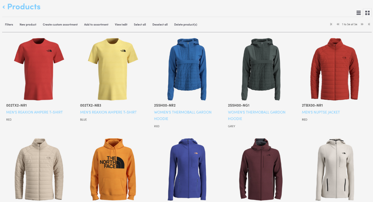 Dtail product page interface, 3D clothing library, dtail, pixelpool