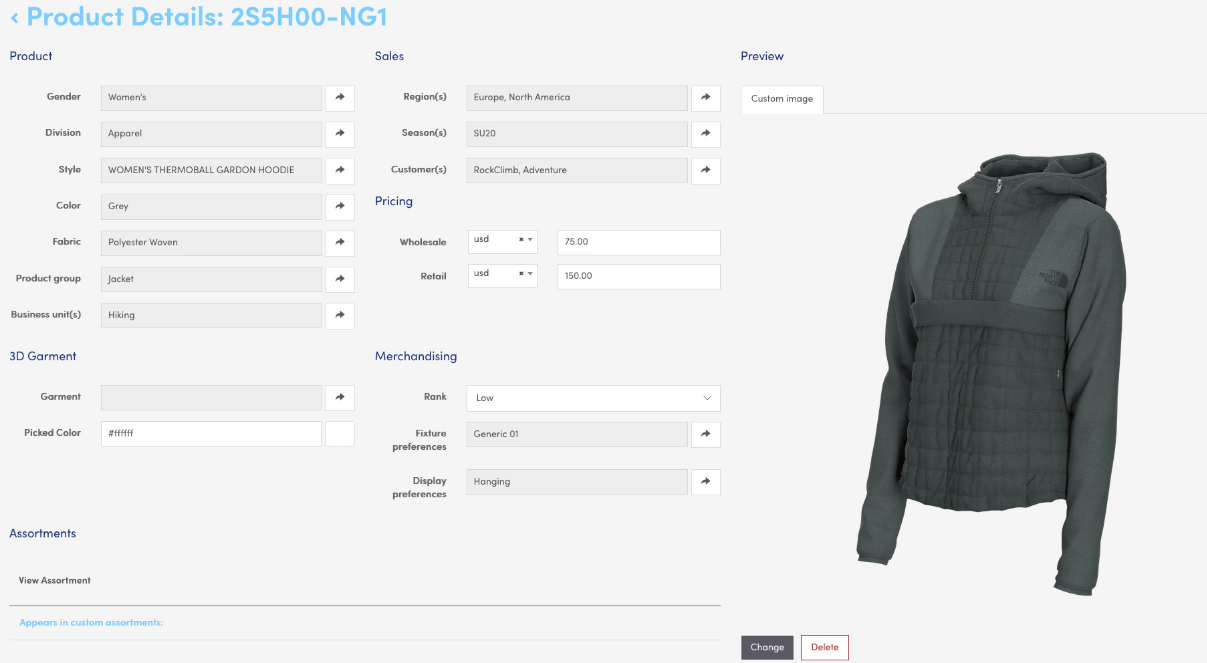 dtail interface2 Dtail product page interface, 3D clothing library, dtail, pixelpool