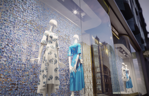 pixelpool, render, 3D, visualization, mulberry, store front, window, mannequins, apparel