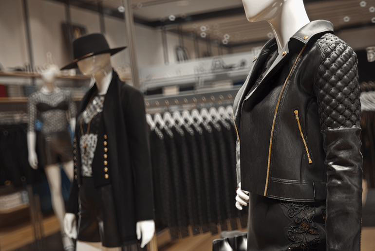 black leather jacket, mannequin render