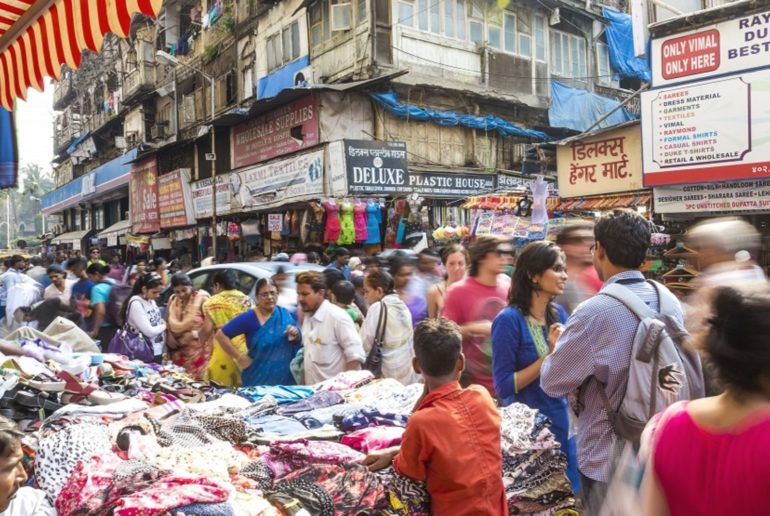 Indian market, Indian economy, busy market, lots of people, mumbai, delhi, india