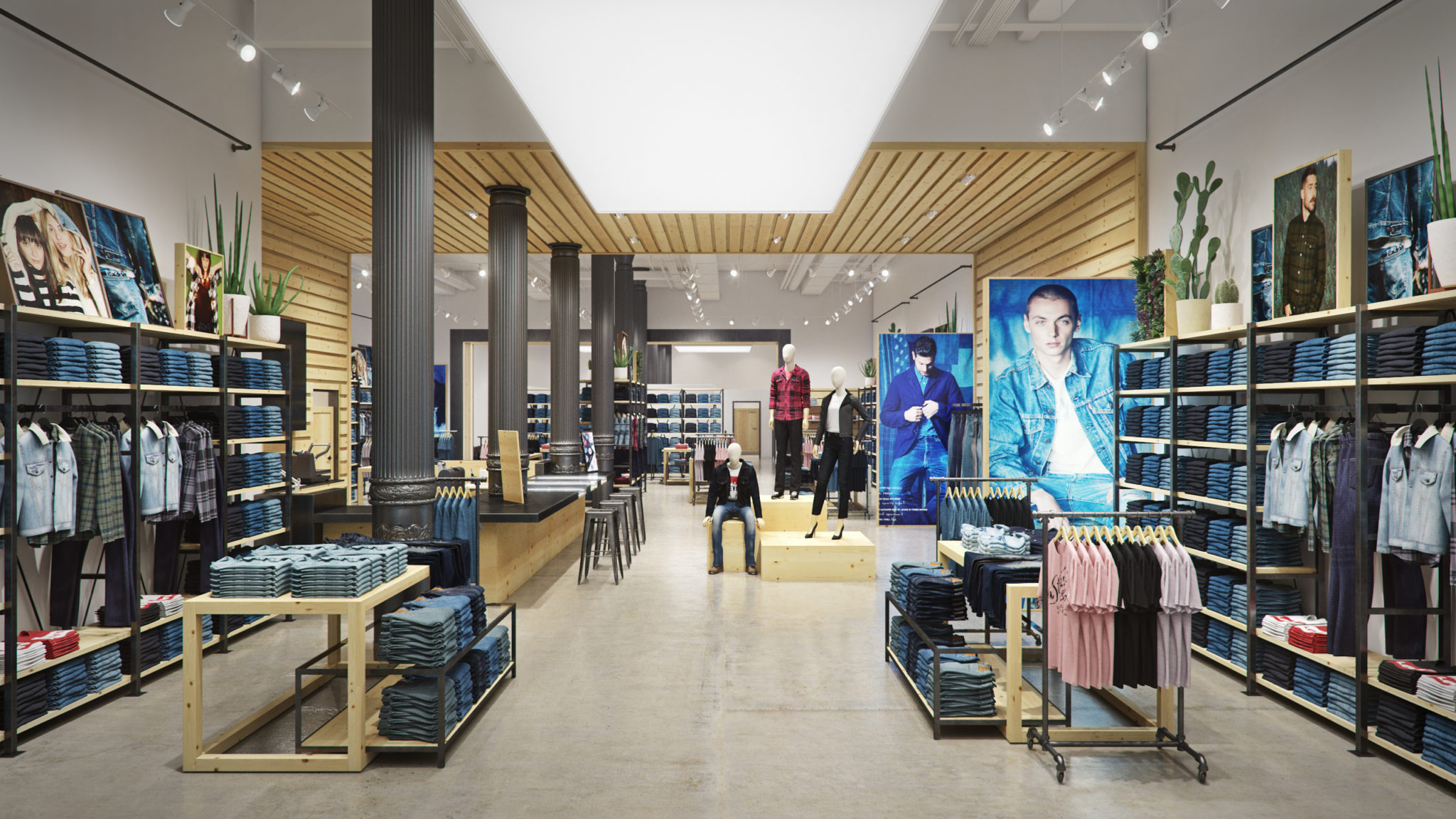 Levi's soho flagship store, store interior, 3d render, pixelpool