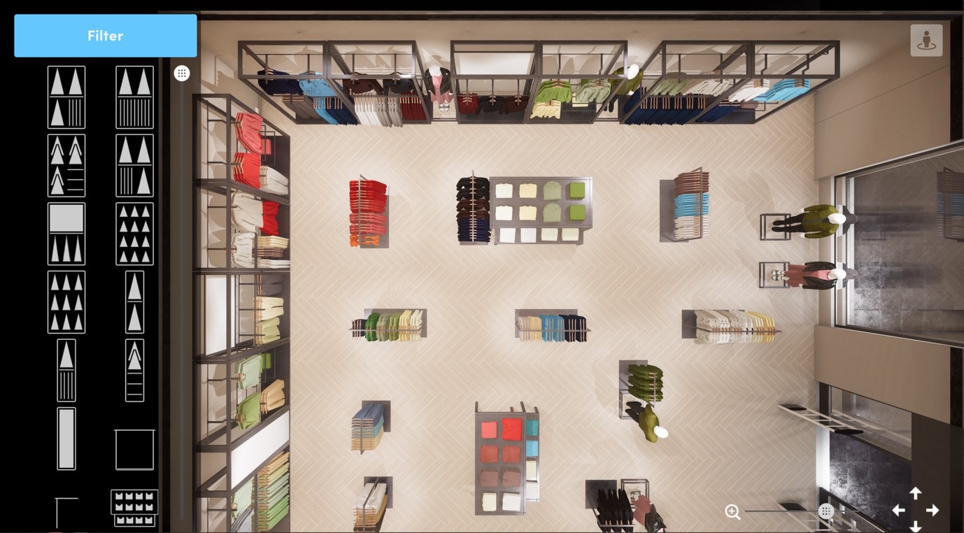 top view, virtual store environment, dtail, pixelpool, 3d